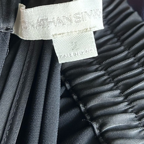 JONATHAN SIMKHAI Black Stitch Satin Pants With Side Slits Sz 2 - Picture 11 of 13